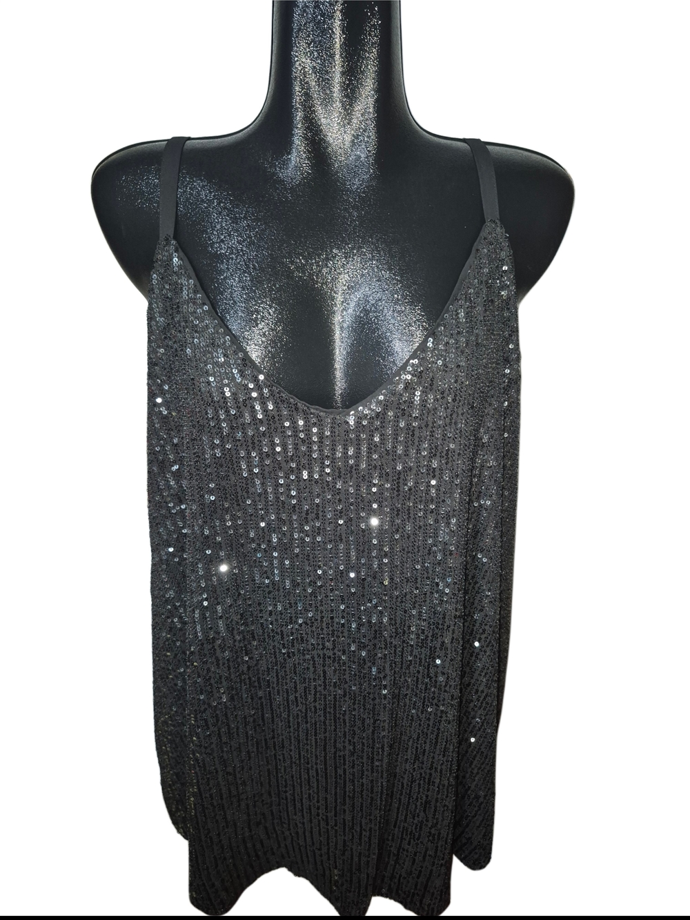 Torrid Black Sequin V-Neckline Tank Top Size 1
